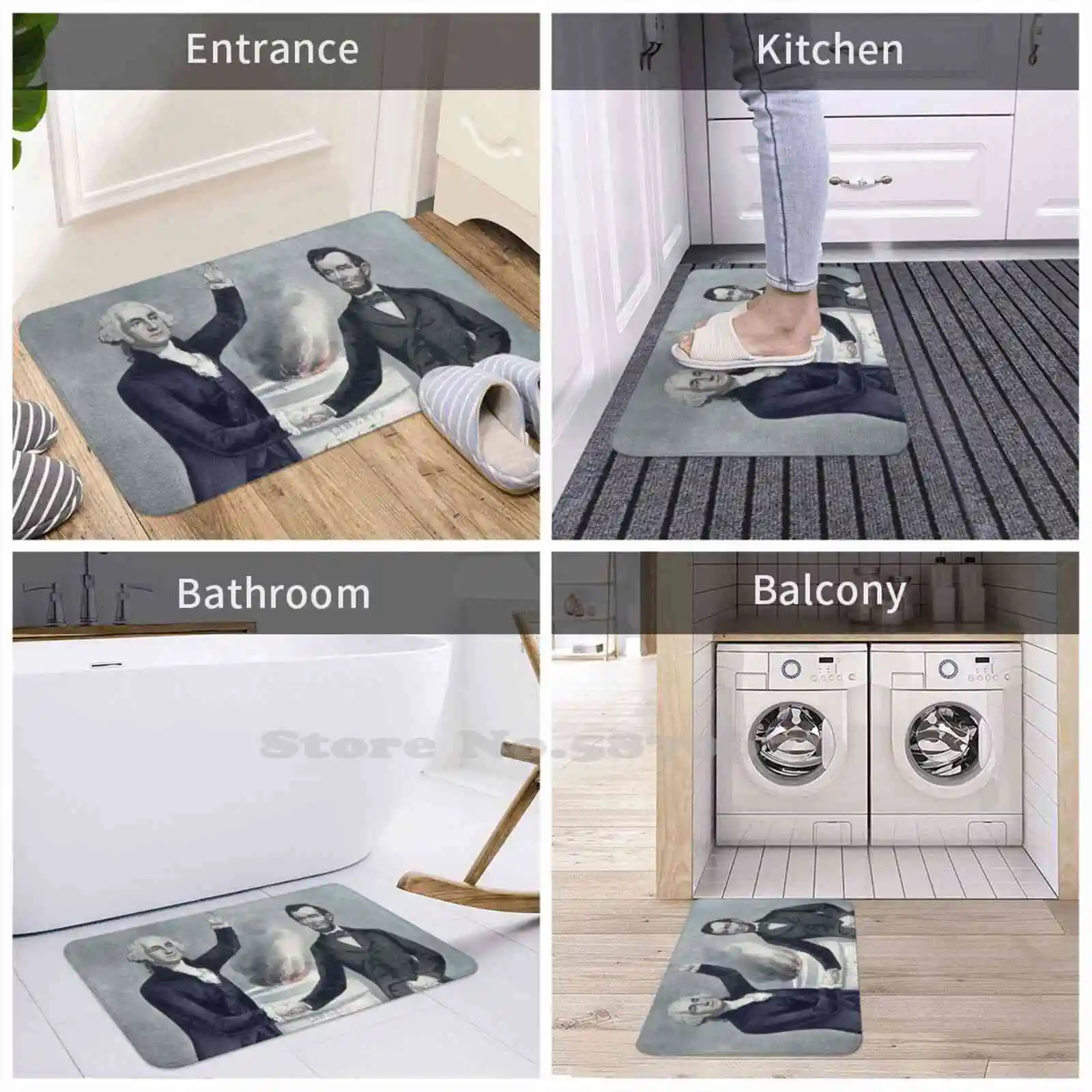 Товары для дома в Вашингтоне и Линкольне 3D коврик ног Абраам Линкольн президент