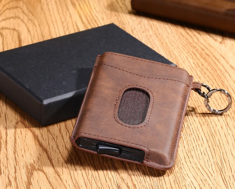 Деловой смарт-кошелек из натуральной воловьей кожи, RFID держатель для карт, тонкий Противоугонный защитный ID держатель, алюминиевая коробка, чехол для карт