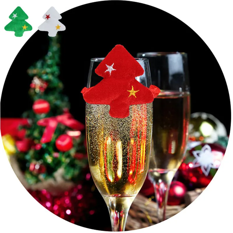 Urijk 6 шт. Рождественская елка вина чашки украшения Набор бокалов для обложка