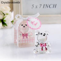 50pcs mini crystal bear in gift boxes baby shower boy girl baptism party souvenir newborn baby gifts box crystal wedding favors