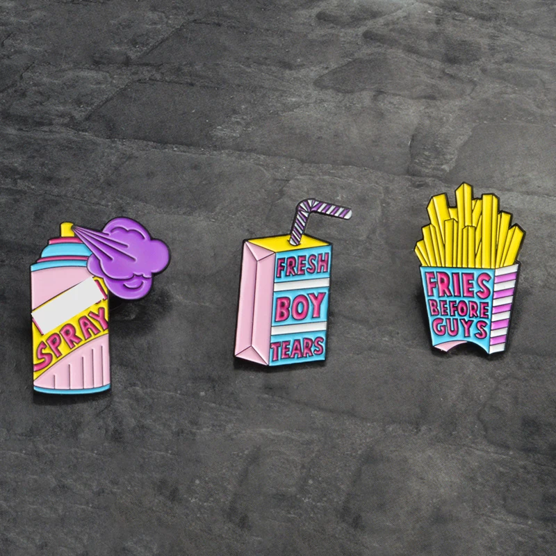 3 шт./компл. свежий мальчиков слёз надпись &quotFries Before Guys&quot B * h спрей брошь набор