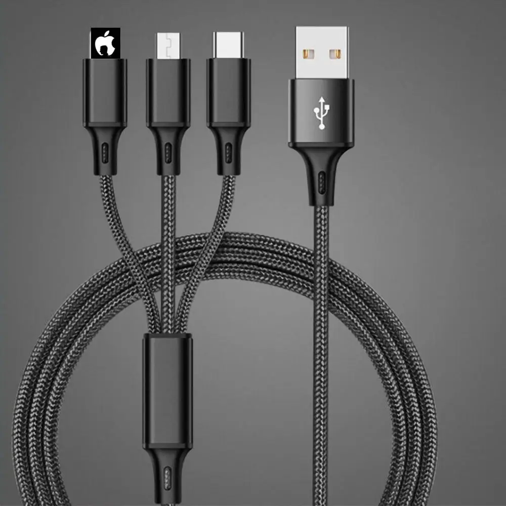 Для Apple usb кабель для зарядки Универсальный 3 в 1 Многофункциональное зарядное