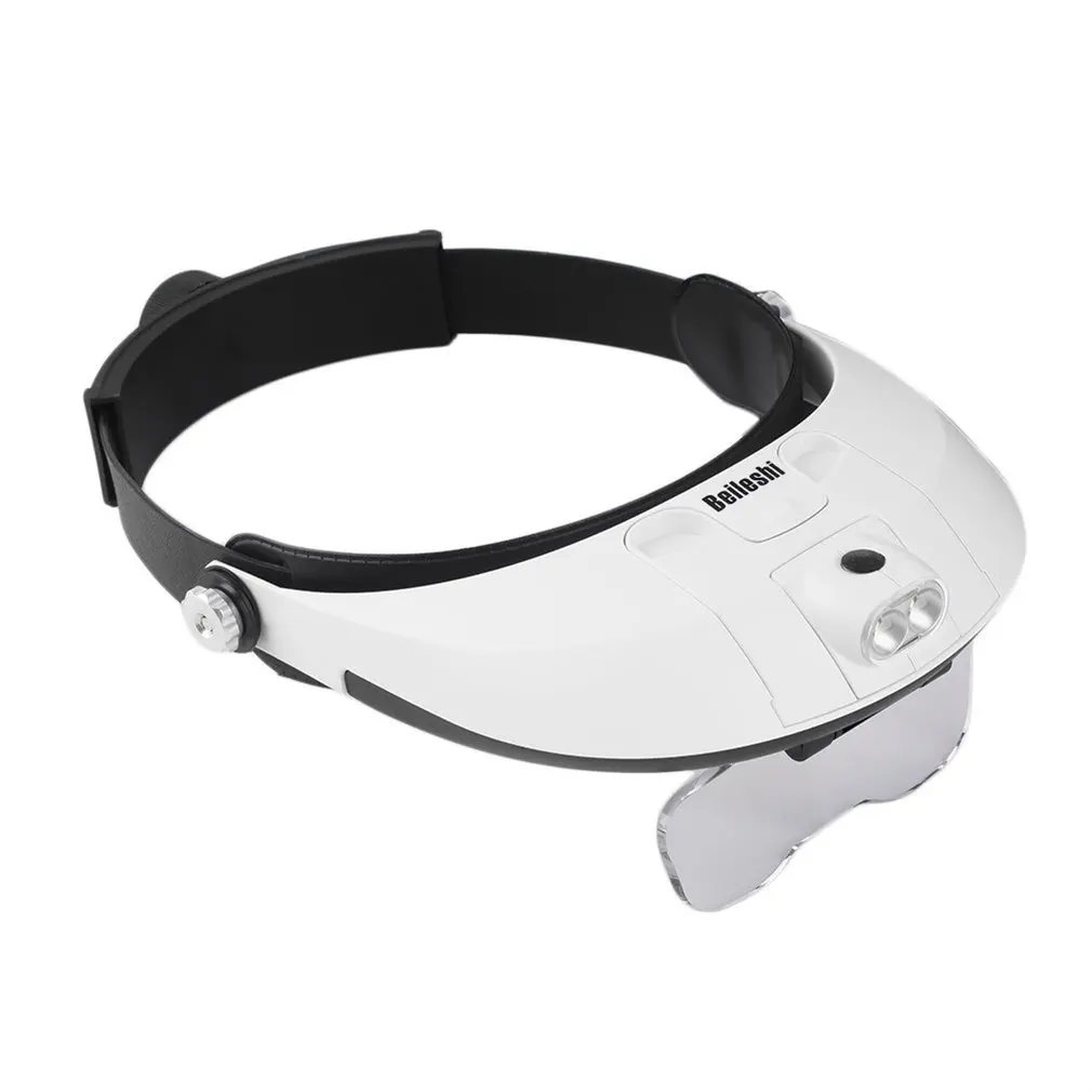 

Hot Selling 2 LED Headband Glasses Illuminated Magnifier Loupe Single/Bi-plate 11 Magnifications 5 lens