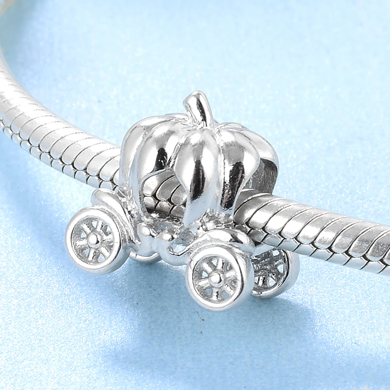 Fairy tale fashion 925 Sterling Silver lifelike pumpkin car fine beads Fit Original europeu Charm Bracelet Jewelry making | Украшения и