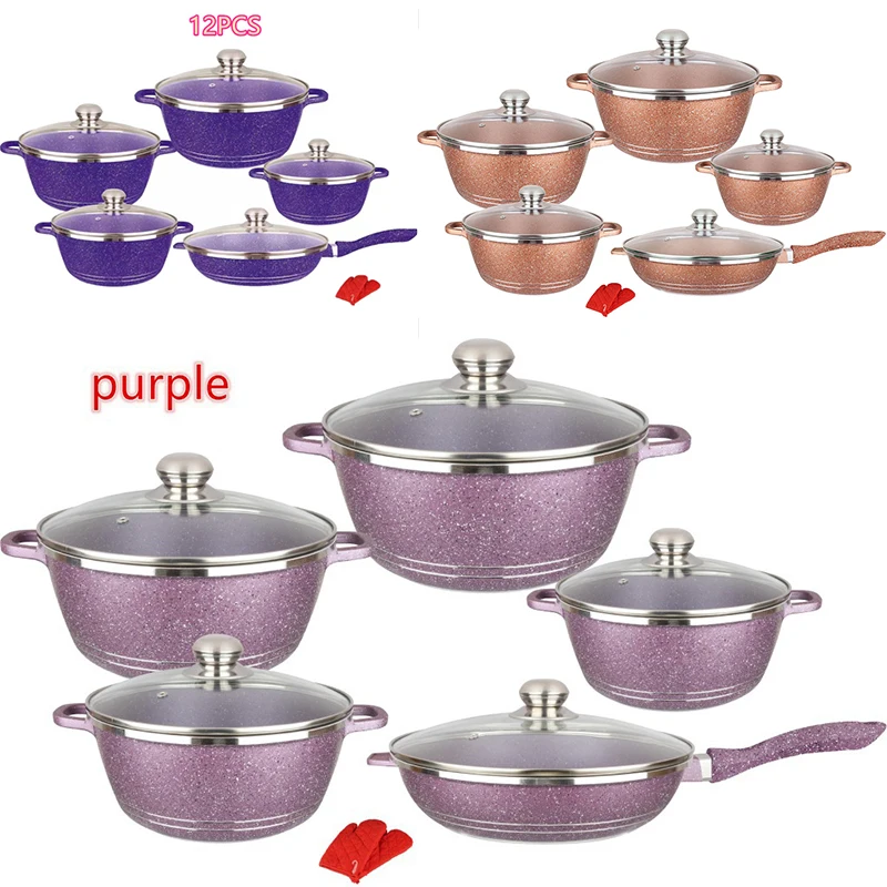 Набор посуды с антипригарным покрытием 12 шт./компл. набор кастрюль и сковород из