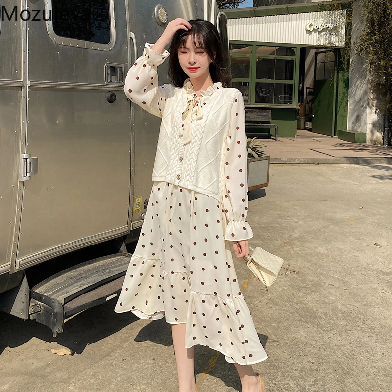 Женское шифоновое платье-макси с длинным рукавом и поясом на резинке | Женская