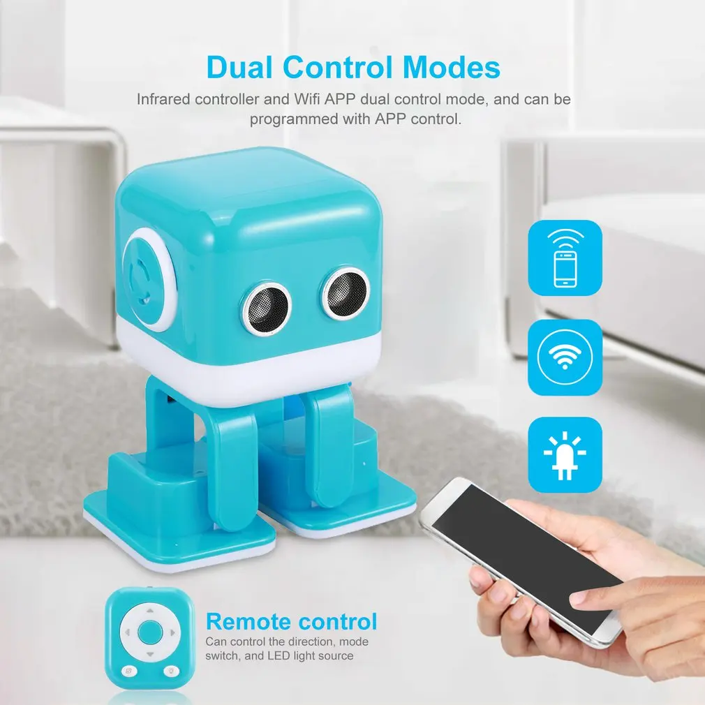 WLtoys Cubee F9 Интеллектуальный мини-робот для ходьбы, музыкального танца, светильник для детей, программирование игрушек, приложение для дистанционного управления, препятствие, авои, танцевальный робот