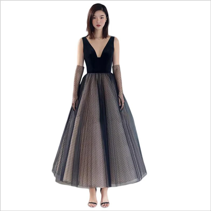 Robe De Soiree Модные Простые глубокий v образный вырез на шее сексуальный спинки