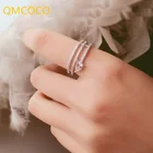 QMCOCO 925 серебряный цвет простая капля циркония модное женское открытое регулируемое многослойное обручальное кольцо для девушек ювелирные изделия