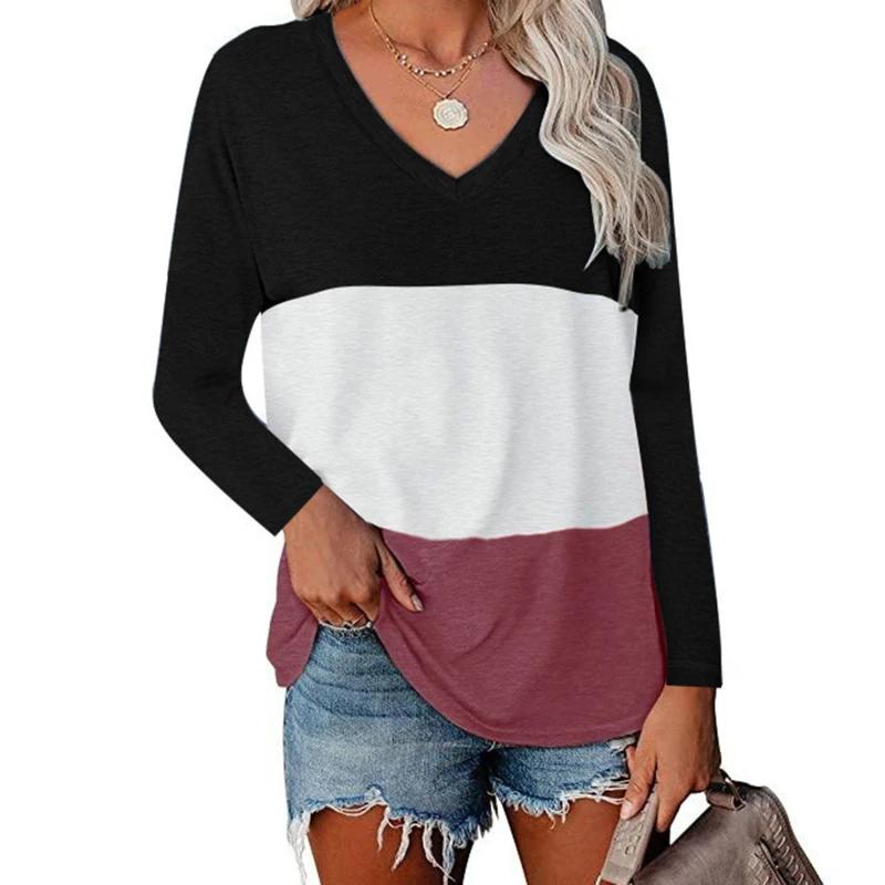 

Женская футболка с длинным рукавом «летучая мышь», с V-образным вырезом