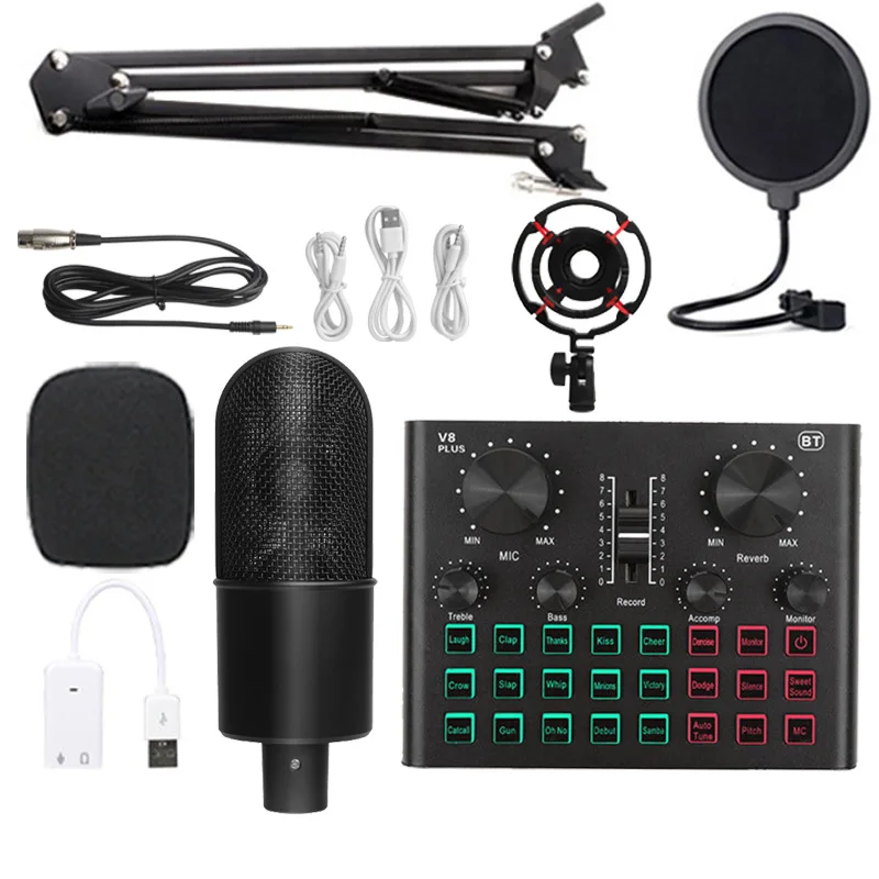 Портативный микрофон V8 Plus Миксер с шумоподавлением для пения Голосовое