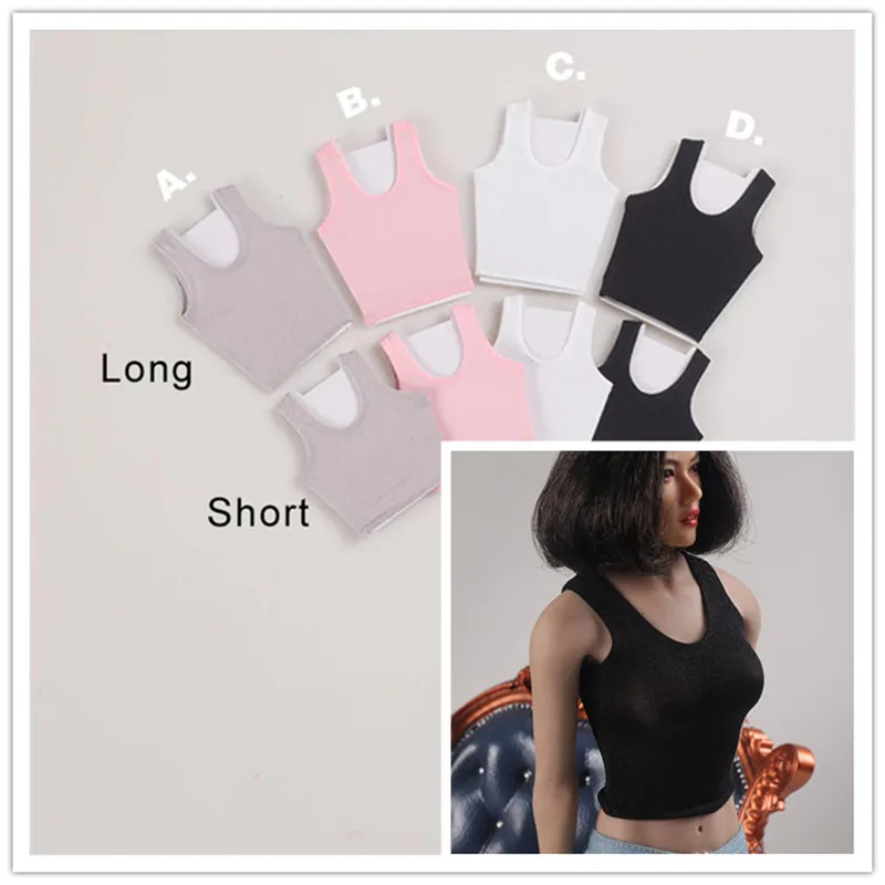 

1/6 Scale Female black Vest Bottoming Shirt white Vest Sport Underwear for 12 inch TBLeague Soldier Action Figure doll