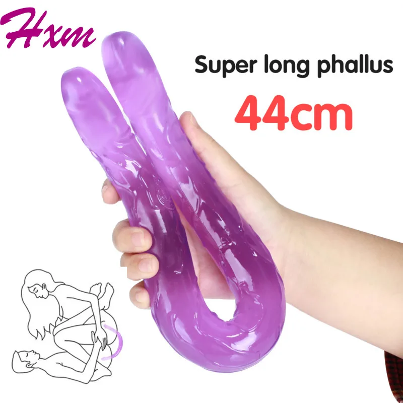 

44cm Soft Jelly Dildo Double Long Realistic Dildos Cock Lesbian Vaginal Anal Plug Flexible Fake Penis for Women Dildos Sex Toys