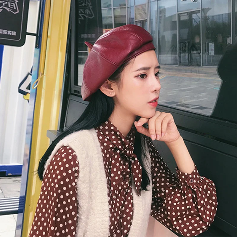 Женский берет LERFEY однотонный фальшивый теплая облегающая шапка во французском