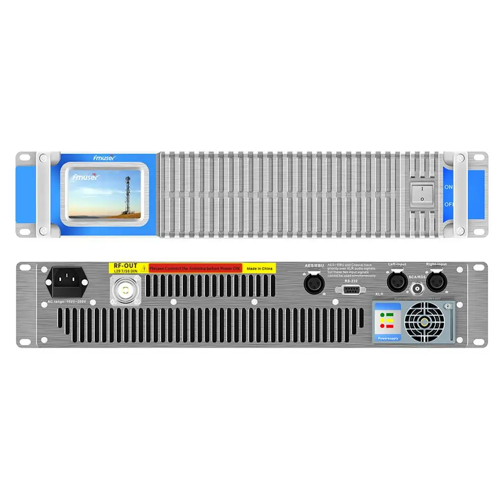 FMUSER 2000 Вт компактный 2U твердотельный FM-передатчик с сенсорным экраном LDMOS
