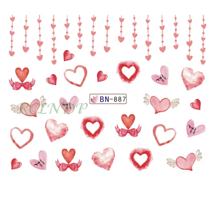Стикеры для ногтей художественное украшение слайдер любовь сердце клейкий