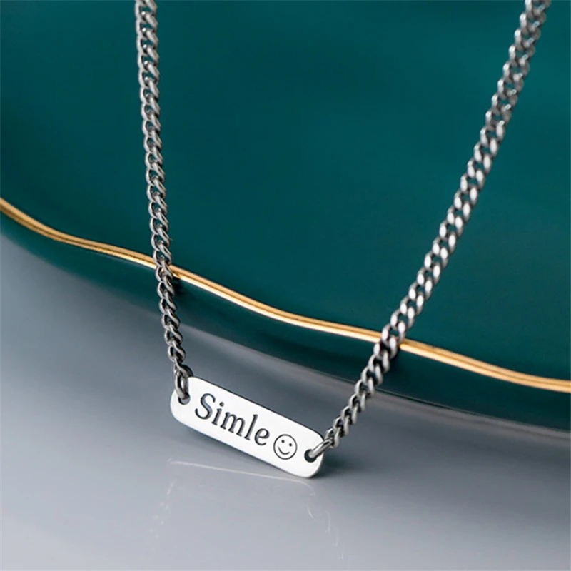 Korean Japan Style Cute Smile Face Happy Punk Pendant Necklace For Women Street Girls Tibetan Big Chain Hip Hop Jewelry | Украшения и