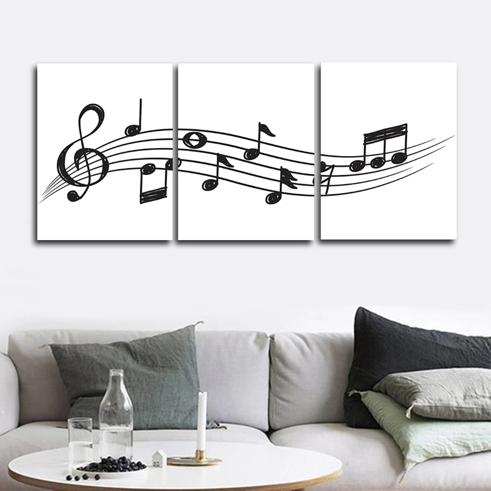 Печать на холсте минимализм живопись 3 шт. листовая музыка настенное искусство