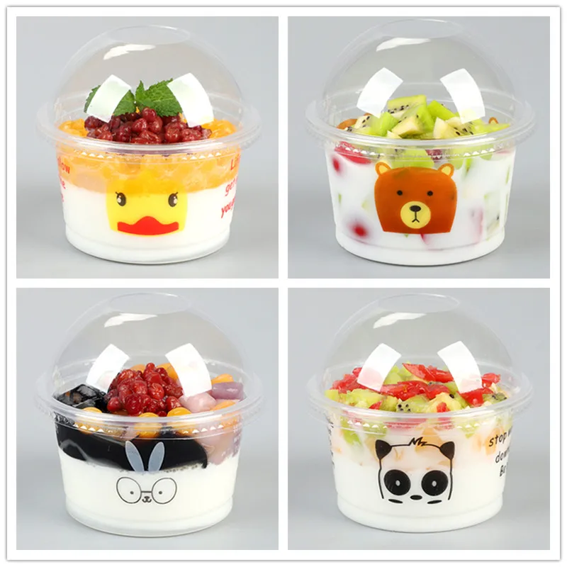 

50pcs High quality disposable yogurt cup cartoon transparent dessert cups kids birthday party favors pudding ice cream cups