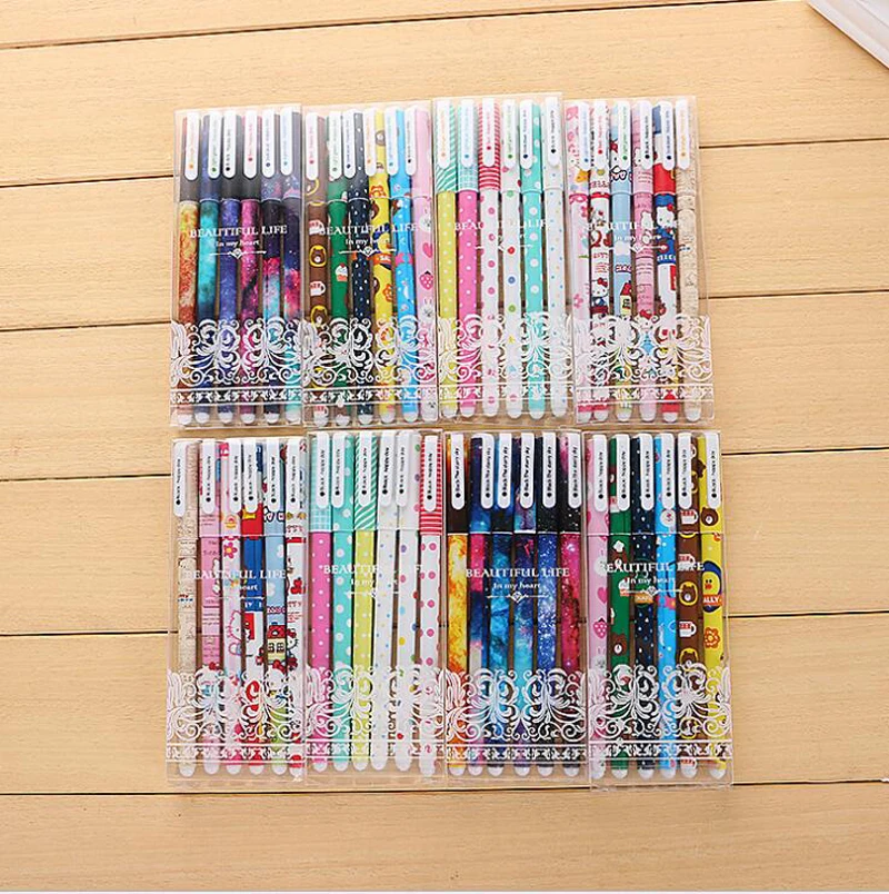 

6pcs/set Gel Pen 0.38mm Colorful Ink neutral Pen Stationery School Supplies Gift