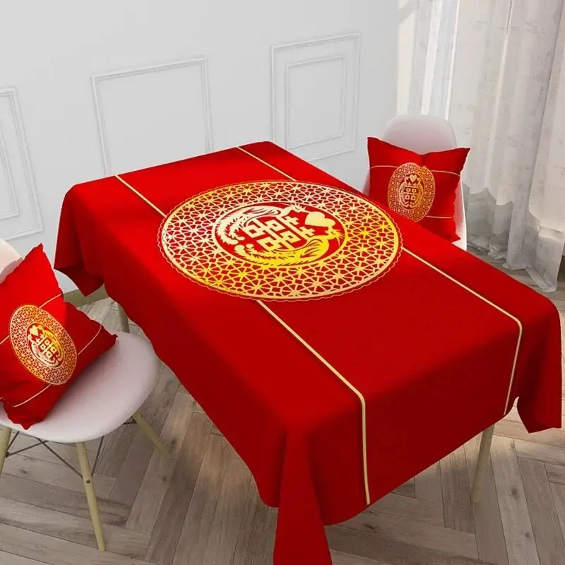 Новогодняя красная скатерть Водонепроницаемая маслостойкая Скатерть украшение
