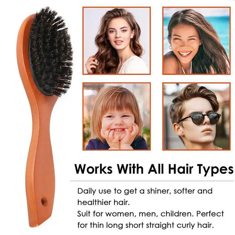 

Natural Boar Bristle Hairbrush Massage Comb Anti-static Hair Scalp Paddle Brush Beech Wooden Handle Hair Brush Comb Styling Tool