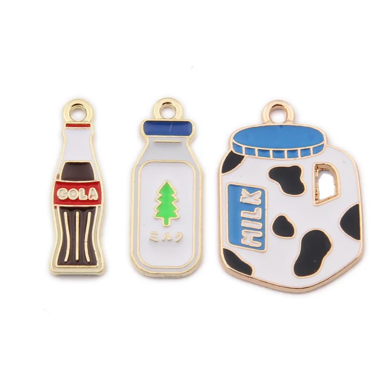 10 шт./лот мультяшный Кола молоко питьевой эмаль мини очаровательные DIY для