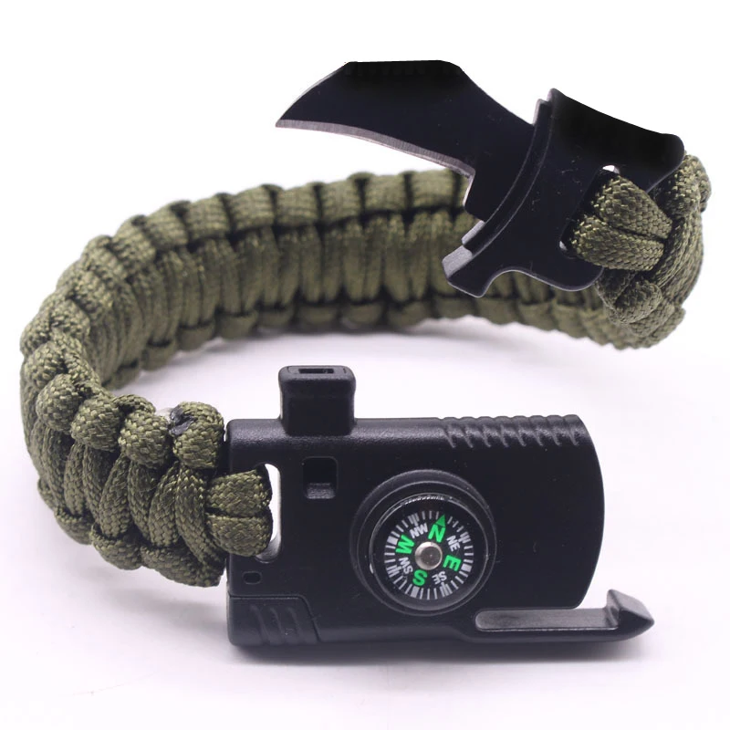 

Outdoor Survival Bracelet Men Women Braided Paracord Multi-function Camping Rescue Emergency Rope Bangles Compass Whistle Knife