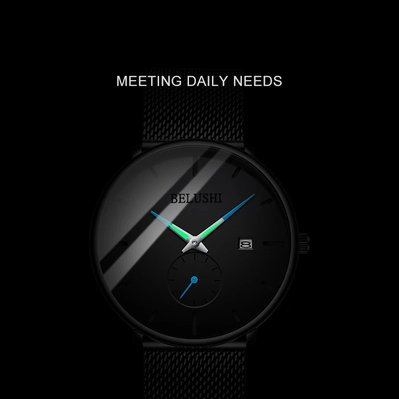 Модные часы для мужчин 2018 водонепроницаемые тонкие сетчатые ремешок