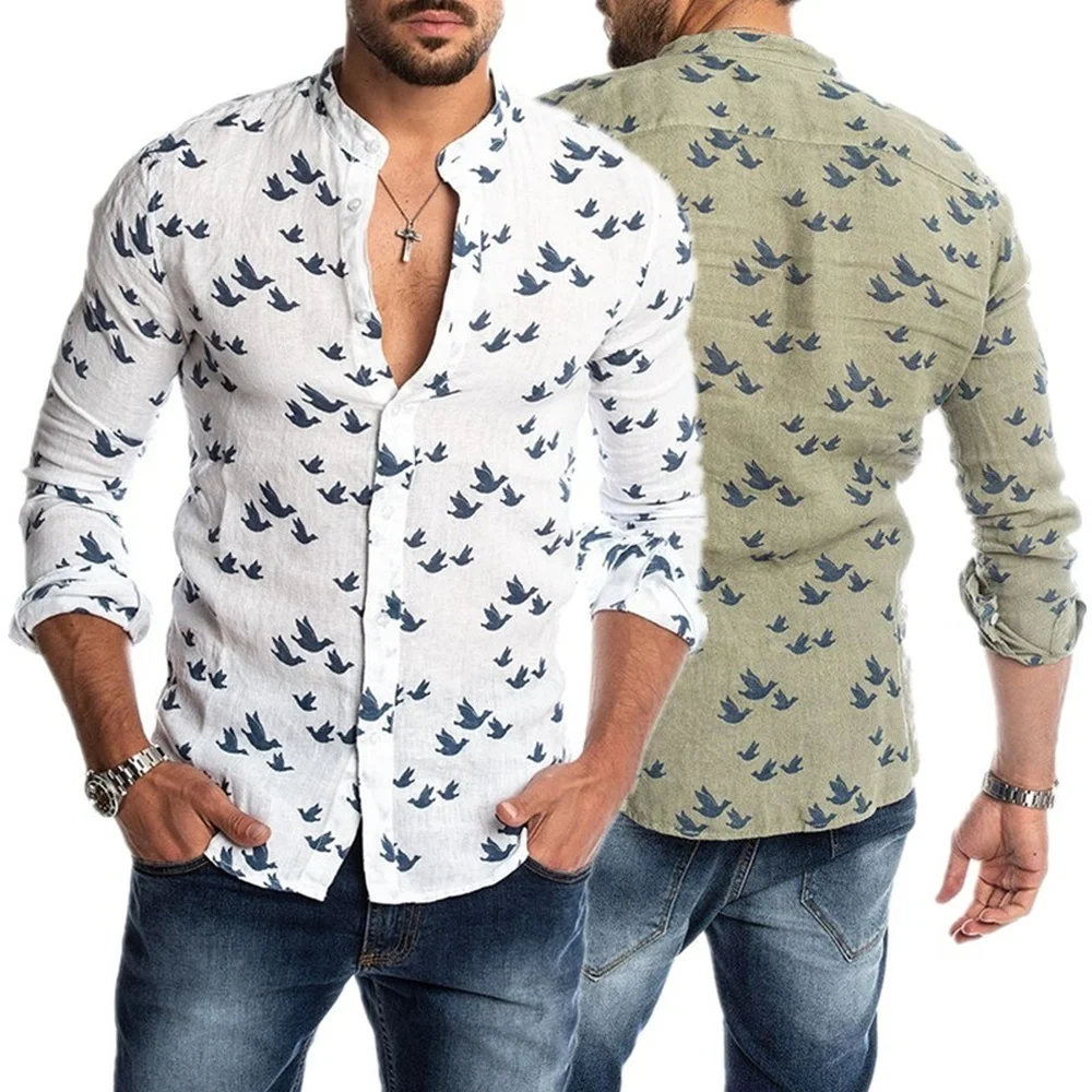 

ZOGAA New Fashion Men's Linen Long Sleeve Shirt