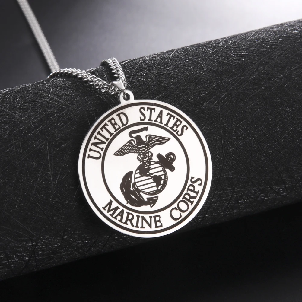 Dawapara морской пехоты США Подвески Цепочки и ожерелья Золотой Нержавеющая сталь
