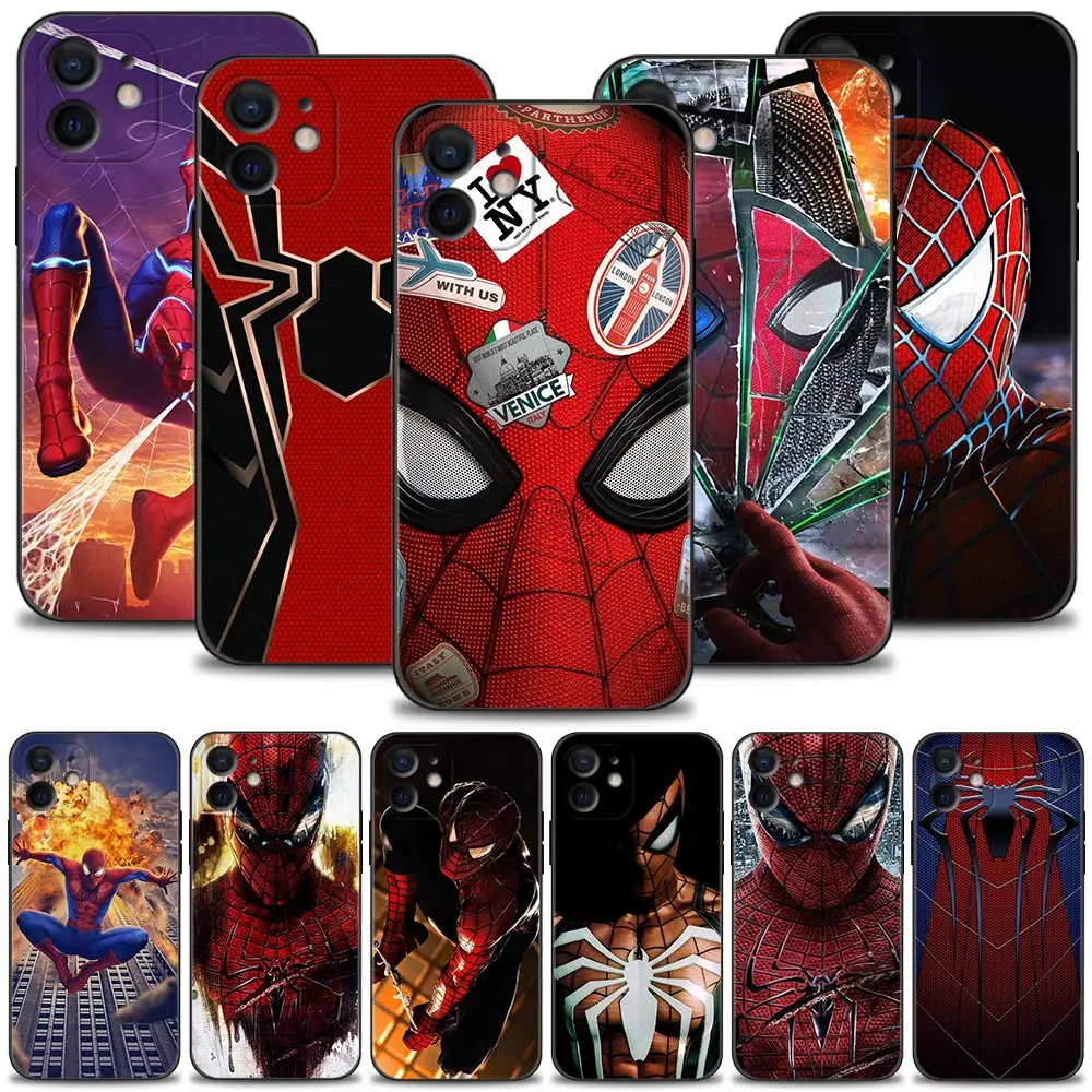 Funda de silicona con Logo de Marvel Spiderman Heros para Apple iPhone 14 13 12 11 Pro Max XS Max XR X 7 8 Plus 13 12 Mini 6S