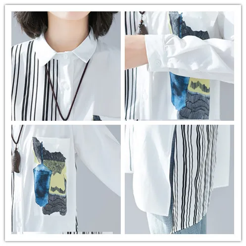 

Autumn Striped Blouses For Women Fashion Noveltie Kimono Cardigan Long Tops Women Patchwork Blusas Femininas De Ver O 2019