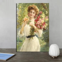 emile vernon beauty picking flowers canvas painting posters prints marble wall art painting decorative picture modern home decor