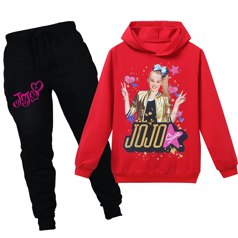 Новый хлопковый материал JOJO SIWA свитер с капюшоном длинным рукавом Туника Брюки