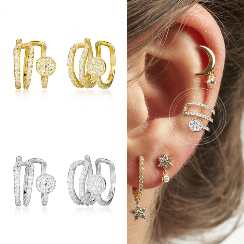 

925 Silver Exquisite Cartilage Ear Clip Without Pierced Earrings CZ Earrings Minimalism Fashion Jewelry For Women Birthday Gifts