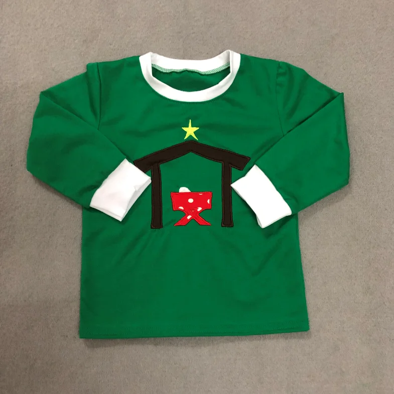 Рождественская модная Хлопковая пижама с длинными рукавами и аппликацией для