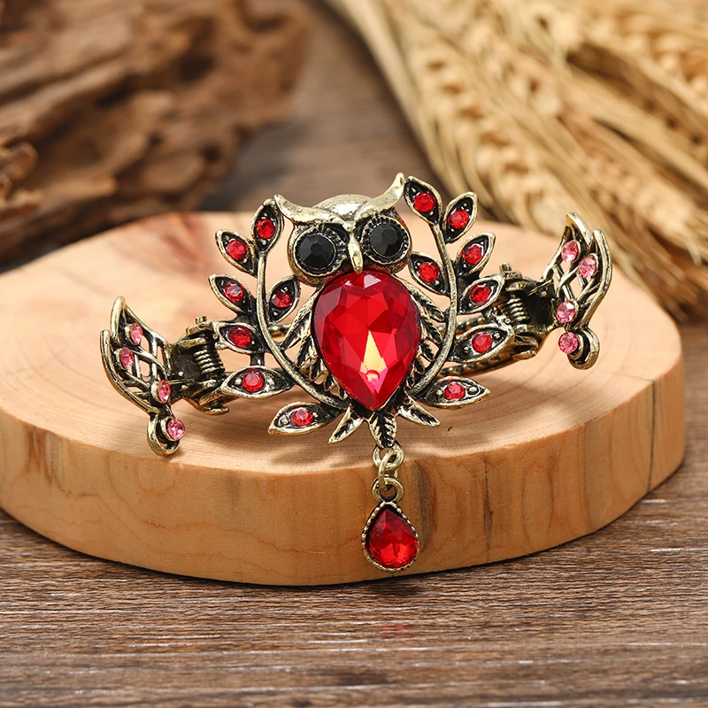 Винтажная бронзовая заколка для волос в виде совы