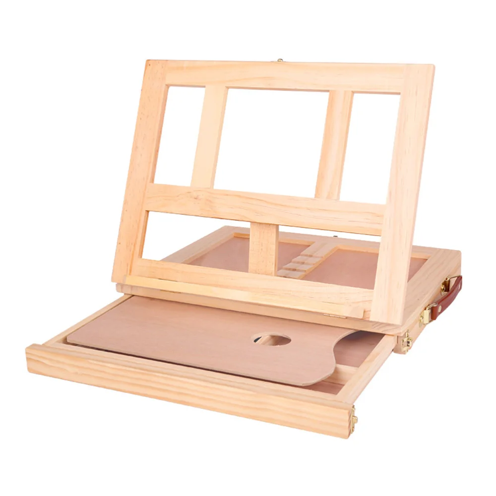 

1pc Desktop Easel with Drawer Wooden Easel Foldable Painting Stand Portable Display Holder Display Rack for (Wood Color)