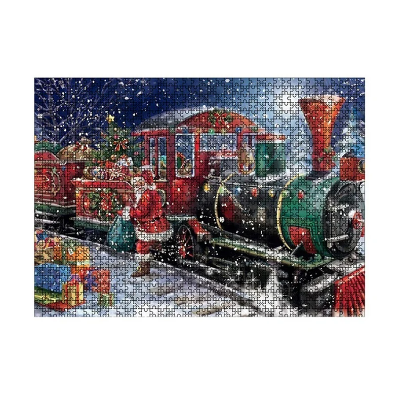 

New Christmas Jigsaw Puzzles for 2020,Santa Claus Send a Gift By Train- 1000 Piece Jigsaw Puzzle for Family