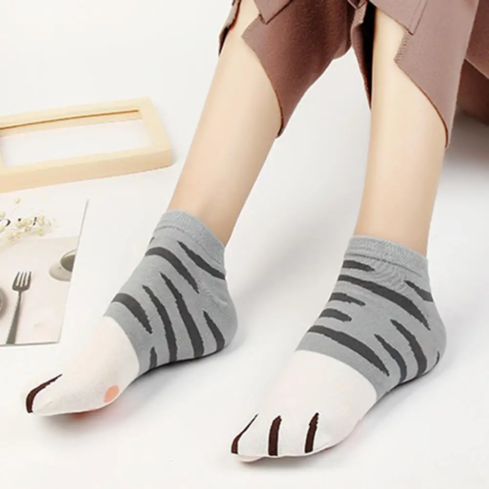 Женские хлопковые носки 4 пары милые с котом осенне зимние теплые Нескользящие