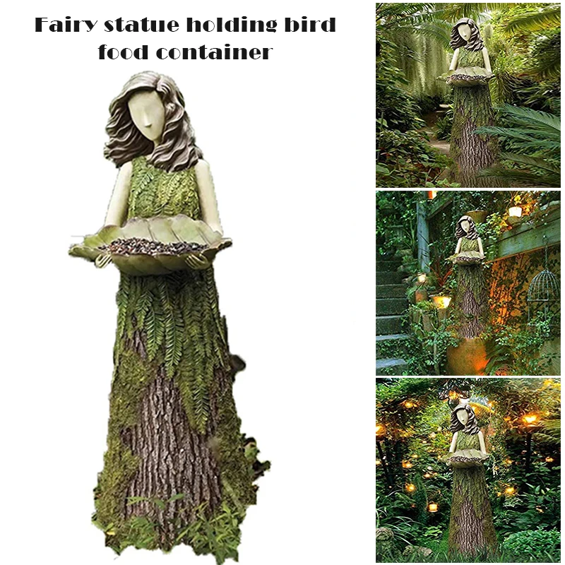 

Статуя Феи папоротника Sherwood с кормушкой для птиц, полимерное украшение, уличная садовая статуя, супер милая NIN668
