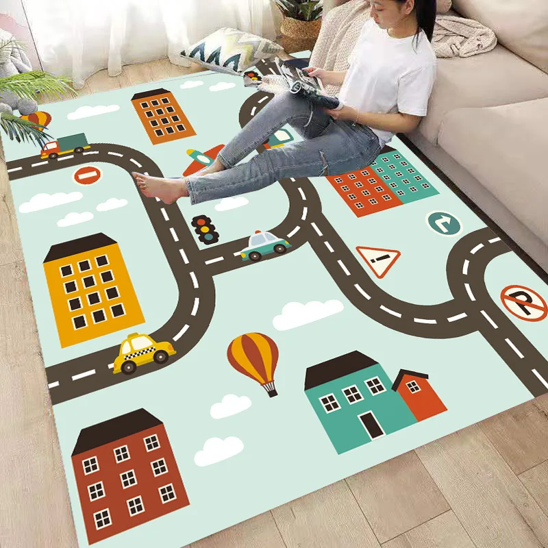 

New Nordic Snow Toys Car Mats Map Children's Play Area Rug Pad Urban Road Map Games Collapsible Building Parking Lot Play Mats