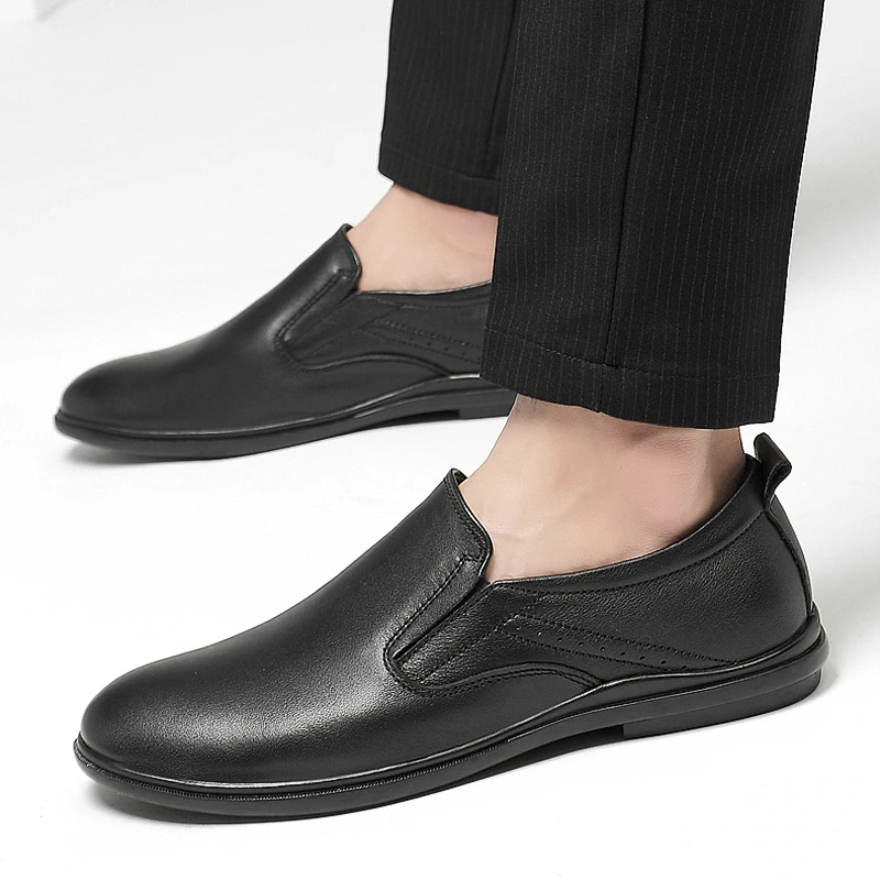 

Туфли мужские из натуральной кожи, дышащие лоферы, Повседневные Легкие, для свадьвечерние