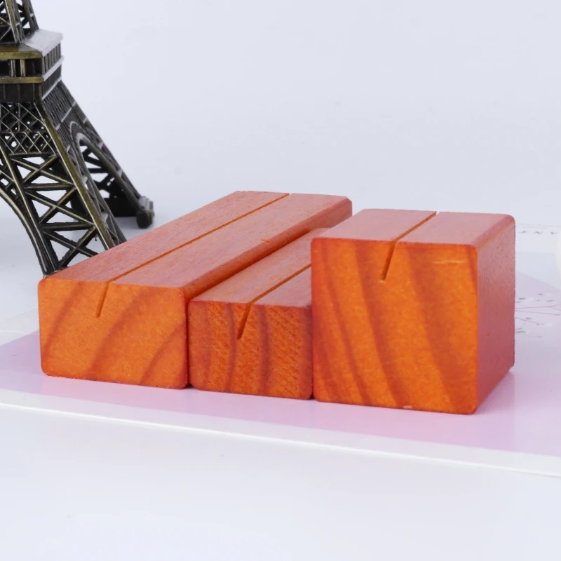 Натуральное дерево блок скрепки для бумаги фото держатель карт зажим Настольный