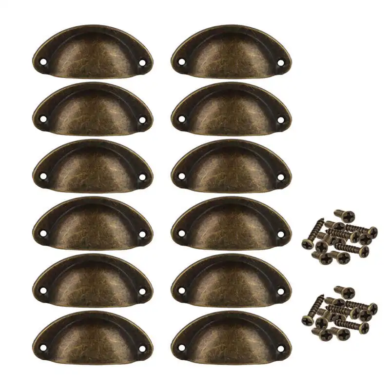 12 шт Дверь тумбочки шкафа железные чашки в виде раковины полукруг круглая ручка с