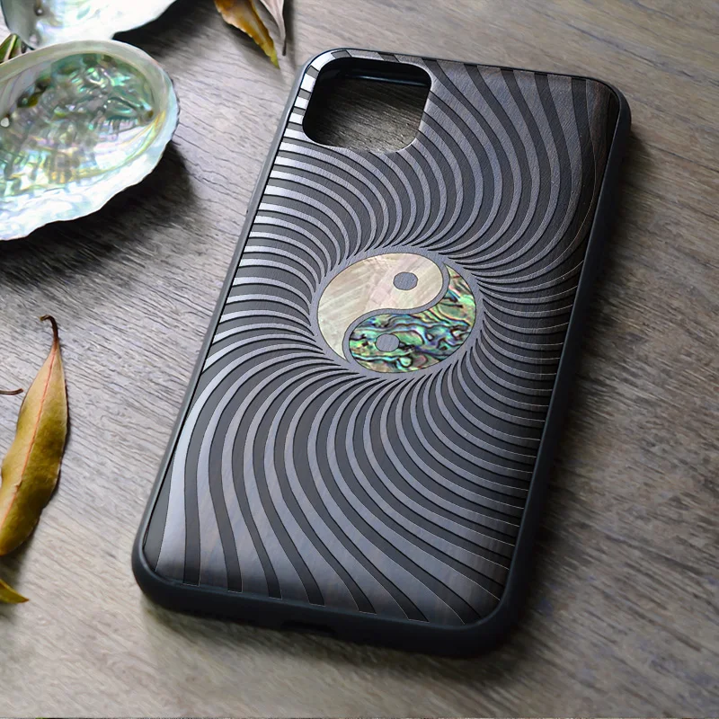 

Elewood Wood Case For iPhone 13 11 12 Pro X XR XS Max SE2020 7 8 Plus Star Glitter Cover 3D Carved Wooden Shell Bling Shine Hull