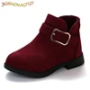 2022 Winter Girls Winter Boots Classic Buckle Kids Ankle Boots Children Tide Boots Flock With Rubber Sole Short Soft Fashion 1