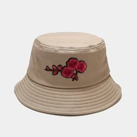 bucket hat women men flower embroidery summer sun beach hip hop outdoor fishing breathable cap accessory