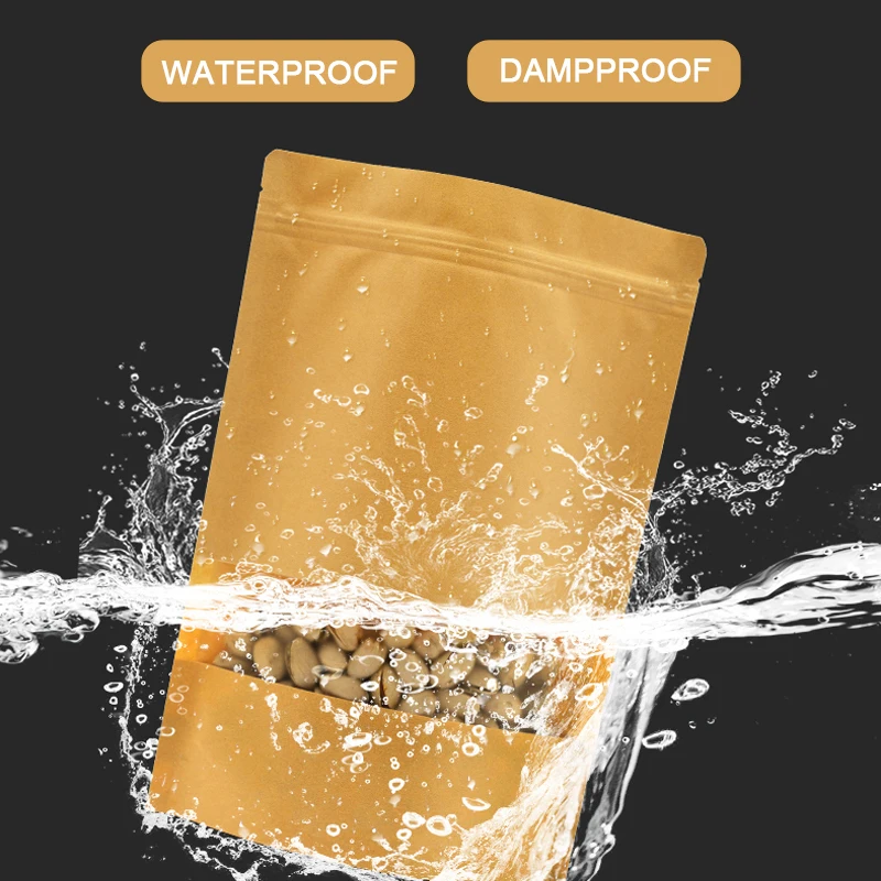 

50/100Pcs Resealable Kraft Paper Zipper Bag Dried Food Fruit Tea Gift Package Waterproof Seal Food Storage Bags for Snacks Nuts